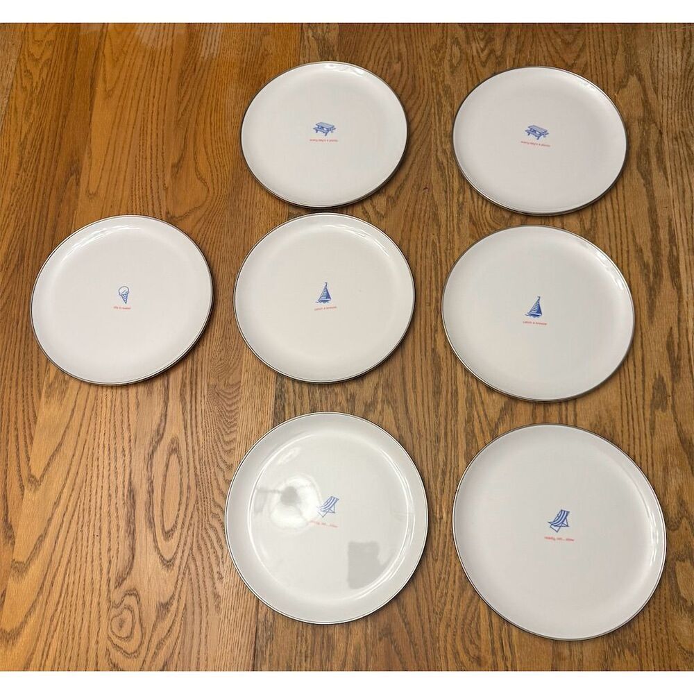 Hallmark Blue Nautical Melamine Plates Set of 7 10 Inch